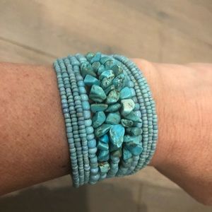 Turquoise beaded cuff bracelet
